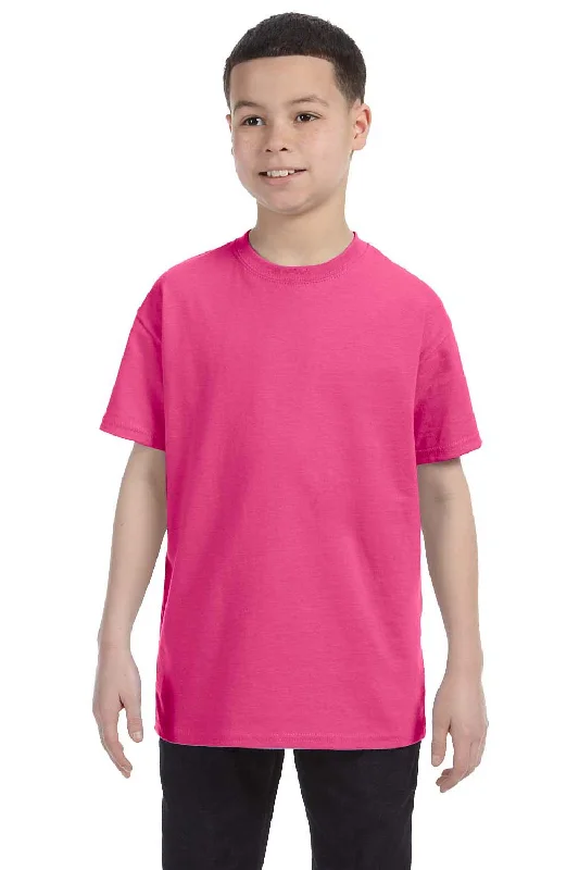 striped beige T-shirts -Hanes Youth ComfortSoft Short Sleeve Crewneck T-Shirt - Wow Pink