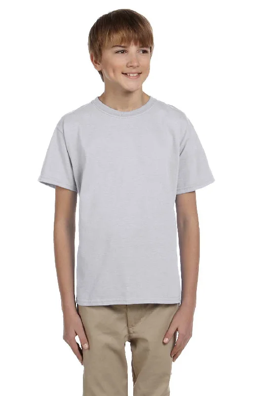 striped brown T-shirts -Hanes Youth EcoSmart Short Sleeve Crewneck T-Shirt - Ash Grey