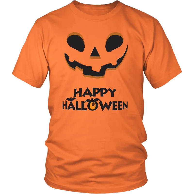 cotton grey T-shirts -Happy Halloween Pumpkin Face Unisex T-Shirt