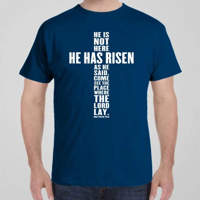 graphic white T-shirts -He has Risen (Cross) - T-shirt