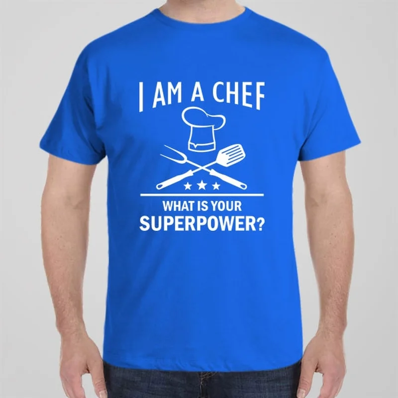 crew-neck orange T-shirts -I am Chef. What is your superpower? - T-shirt