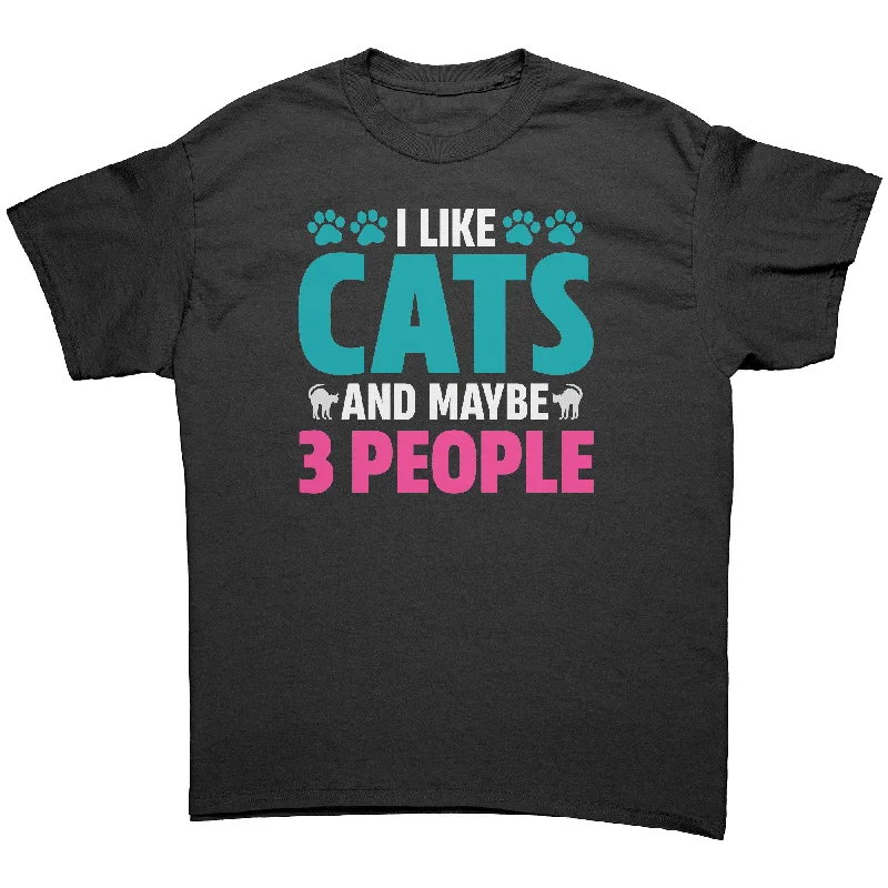 floral purple T-shirts -I Like Cats and Maybe 3 People Unisex T-Shirt