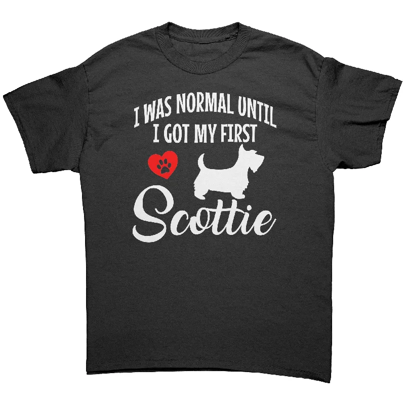 pastel beige T-shirts -I was Normal until I got My First Scottie Unisex T-Shirt