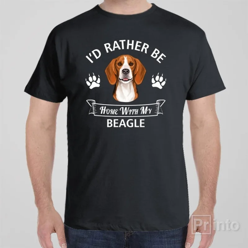 bold purple T-shirts -I'd rather stay home with my Beagle - T-shirt