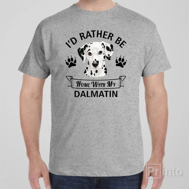 retro green T-shirts -I'd rather stay home with my Dalmatian - T-shirt