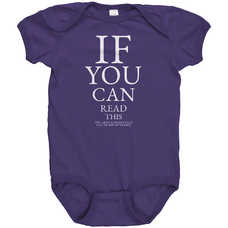 urban brown T-shirts -If you can read this, you are close enough to change my diaper Baby One Piece Bodysuit