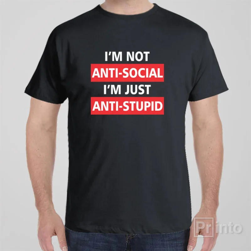 graphic white T-shirts -I'm not antisocial - T-shirt