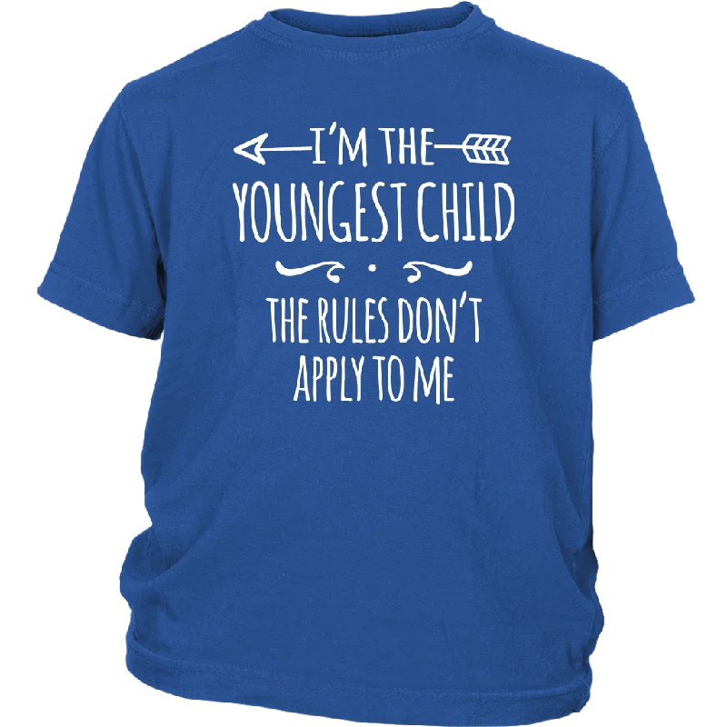 casual brown T-shirts -I'm the Youngest Child Youth T-Shirt, The Rules Don't Apply to Me