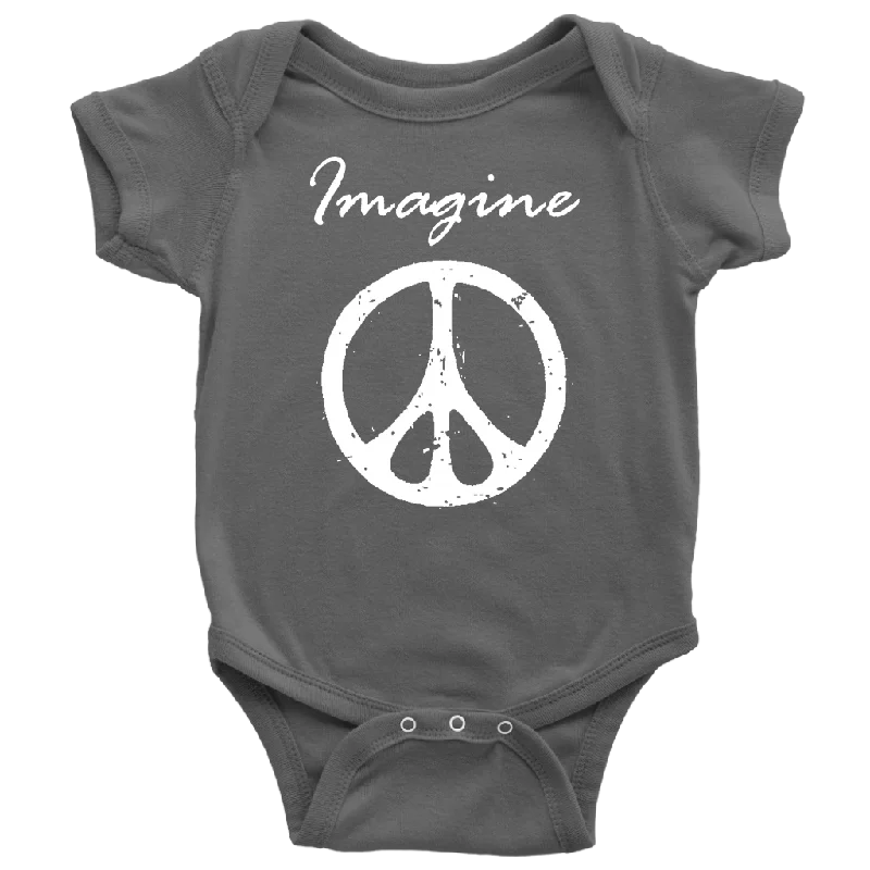 travel grey T-shirts -IMAGINE PEACE Baby Snap Bodysuit