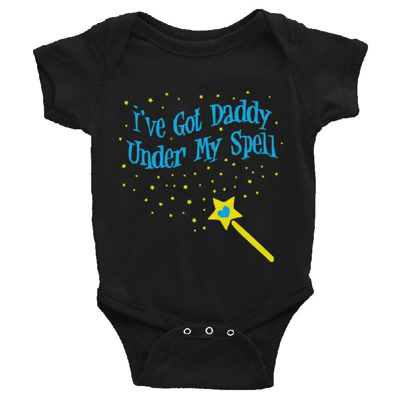 floral white T-shirts -I've Got Daddy Under My Spell Infant Snap Bodysuit