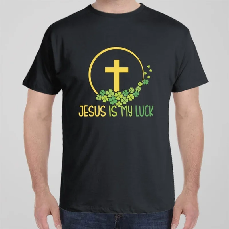 striped orange T-shirts -Jesus is my luck T-shirt