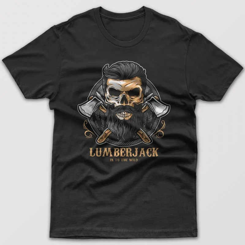 minimalist black T-shirts -Lumberjack Skull - T-shirt