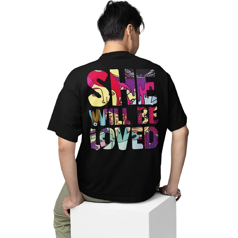 V-neck white T-shirts -Maroon 5 Oversized T shirt - She Will Be Loved