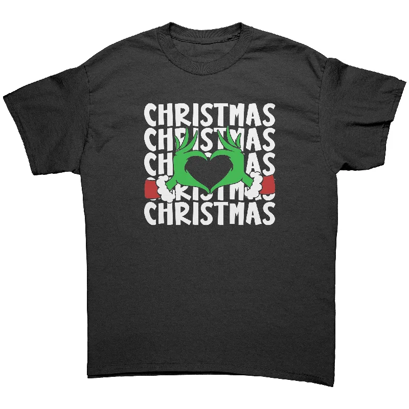 lightweight brown T-shirts -Merry Christmas Grinch Heart Unisex T-Shirt