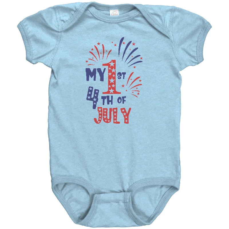 winter red T-shirts -MY FIRST 4th of JULY Baby's First Snap One Piece Bodysuit