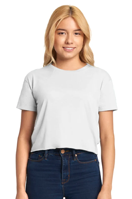 short-sleeve pink T-shirts -Next Level Womens Festival Cali Crop Short Sleeve Crewneck T-Shirt - White