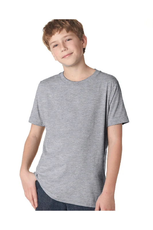 custom black T-shirts -Next Level Youth Fine Jersey Short Sleeve Crewneck T-Shirt - Heather Grey