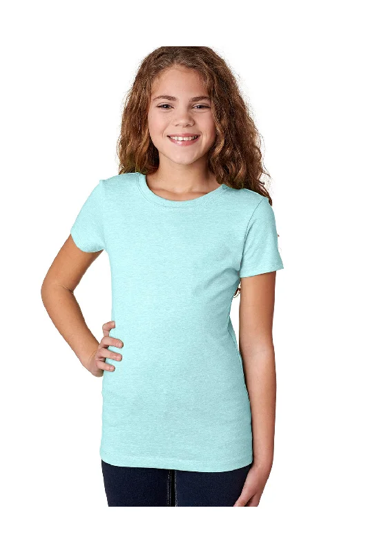 striped green T-shirts -Next Level Youth Princess CVC Jersey Short Sleeve Crewneck T-Shirt - Ice Blue