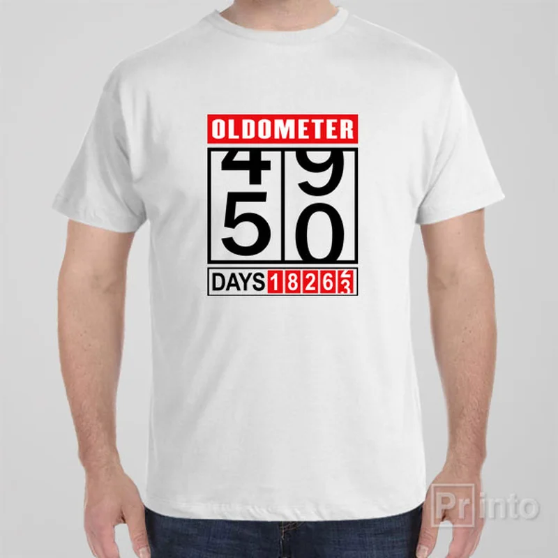 blue long-sleeve T-shirts -Oldometer 50th birthday - T-shirt