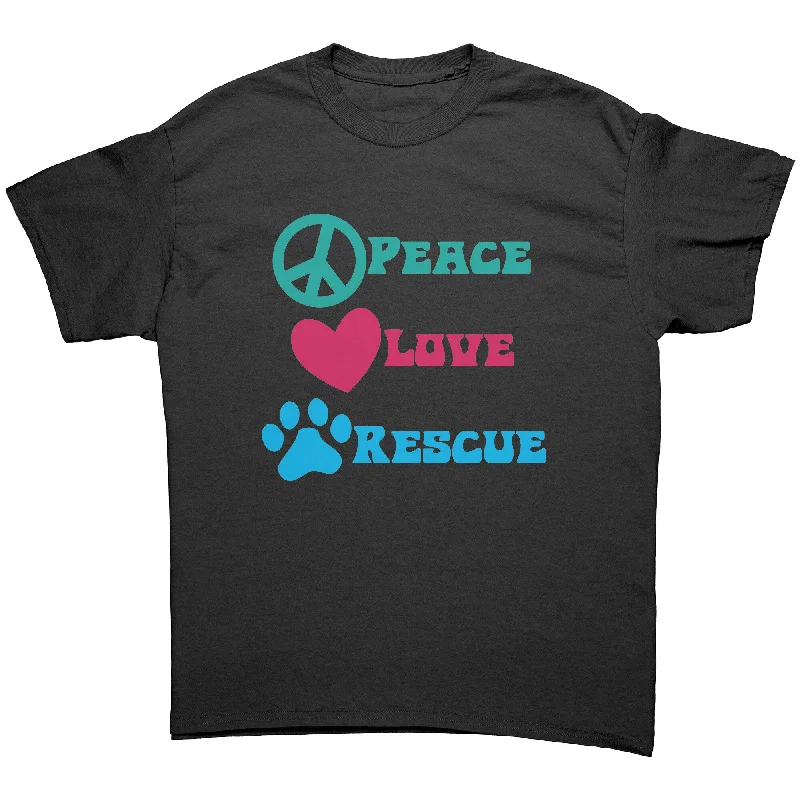 plus-size beige T-shirts -PEACE LOVE RESCUE Unisex T-Shirt