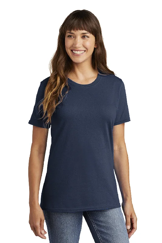 oversized beige T-shirts -Port & Company Womens Core Short Sleeve Crewneck T-Shirt - Navy Blue