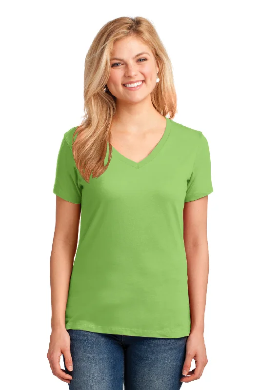 winter black T-shirts -Port & Company Womens Core Short Sleeve V-Neck T-Shirt - Lime Green