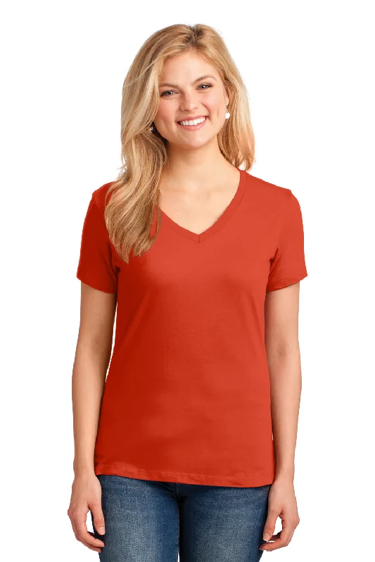 pocket red T-shirts -Port & Company Womens Core Short Sleeve V-Neck T-Shirt - Orange