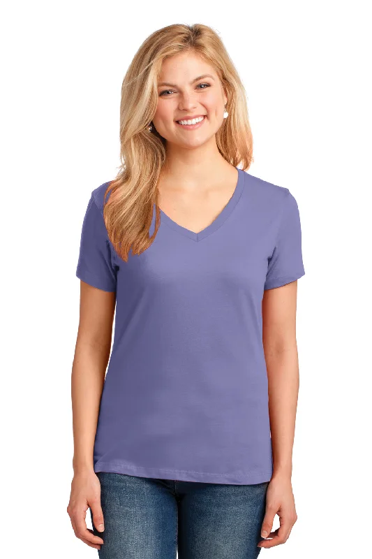 women’s pink T-shirts -Port & Company Womens Core Short Sleeve V-Neck T-Shirt - Violet Purple