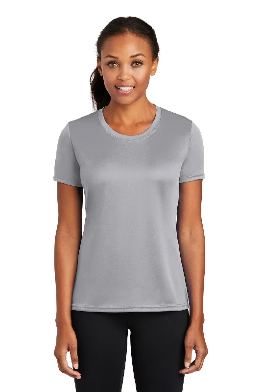 stylish green T-shirts -Port & Company Womens Dry Zone Performance Moisture Wicking Short Sleeve Crewneck T-Shirt - Silver Grey