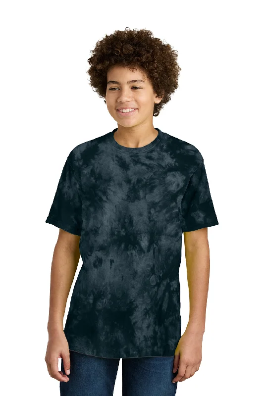 vintage blue T-shirts -Port & Company Youth Crystal Tie-Dye Short Sleeve Crewneck T-Shirt - Black