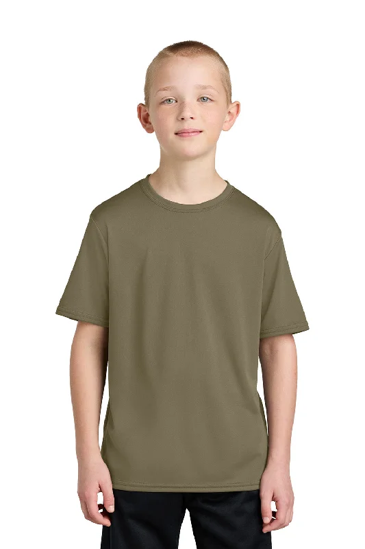 pastel brown T-shirts -Port & Company Youth Dry Zone Performance Moisture Wicking Short Sleeve Crewneck T-Shirt - Coyote Brown