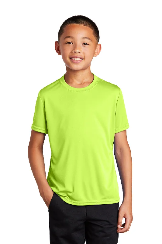 travel blue T-shirts -Port & Company Youth Dry Zone Performance Moisture Wicking Short Sleeve Crewneck T-Shirt - Neon Yellow