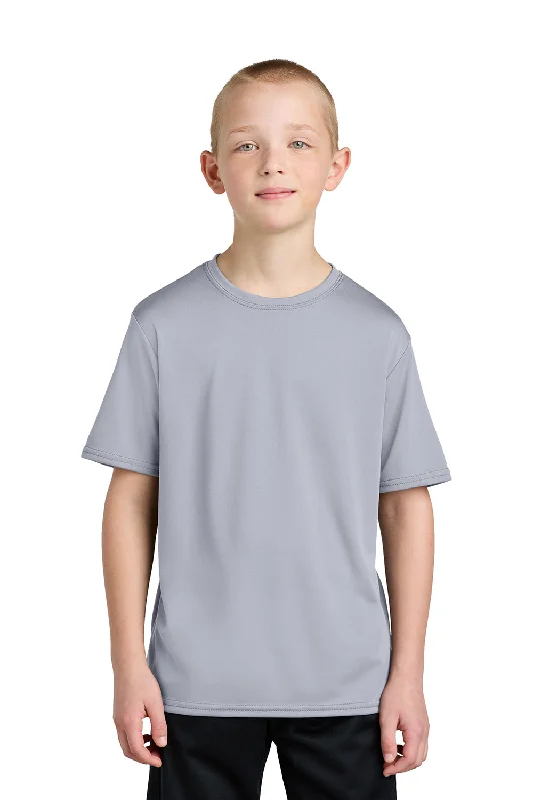 eco-friendly brown T-shirts -Port & Company Youth Dry Zone Performance Moisture Wicking Short Sleeve Crewneck T-Shirt - Silver Grey