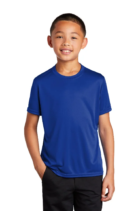 oversized grey T-shirts -Port & Company Youth Dry Zone Performance Moisture Wicking Short Sleeve Crewneck T-Shirt - True Royal Blue