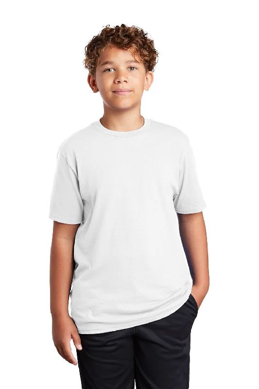 bold white T-shirts -Port & Company Youth Dry Zone Performance Moisture Wicking Short Sleeve Crewneck T-Shirt - White