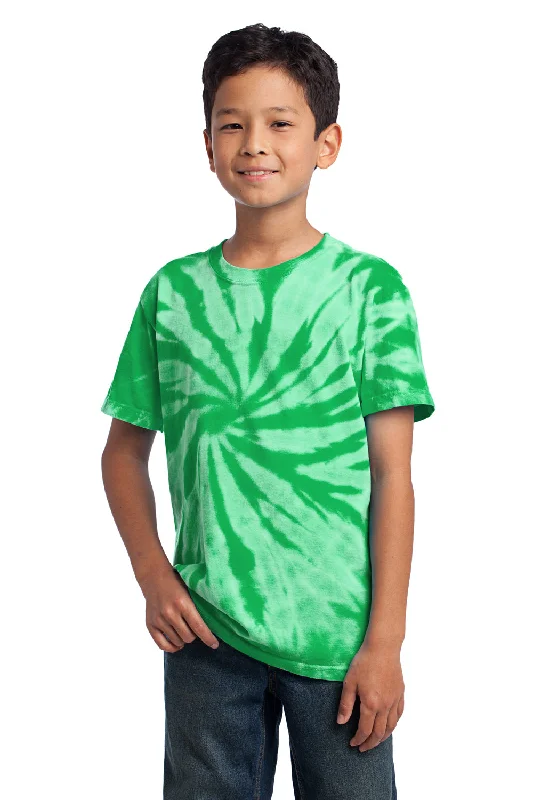 breathable black T-shirts -Port & Company Youth Tie-Dye Short Sleeve Crewneck T-Shirt - Kelly Green