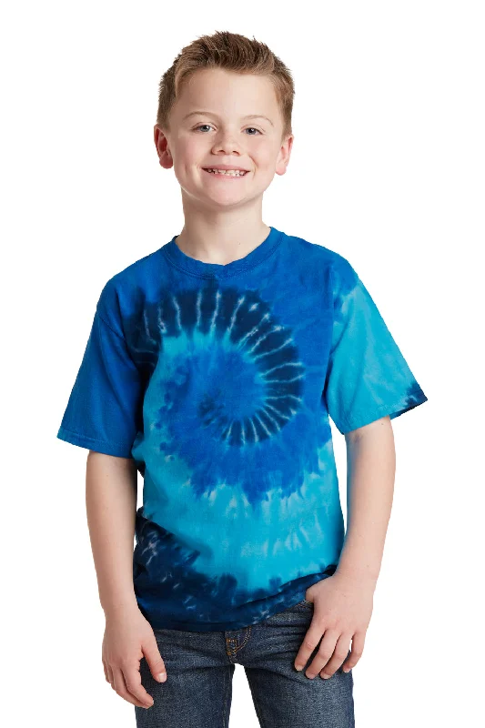 distressed black T-shirts -Port & Company Youth Tie-Dye Short Sleeve Crewneck T-Shirt - Ocean Rainbow