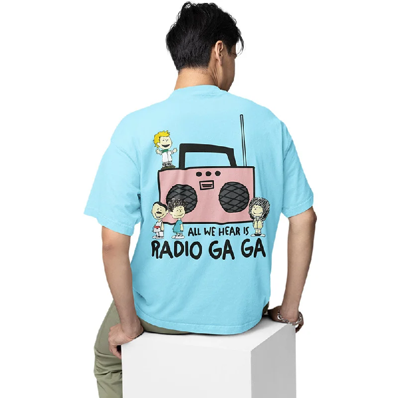 organic blue T-shirts -Queen Oversized T shirt - Radio Ga Ga