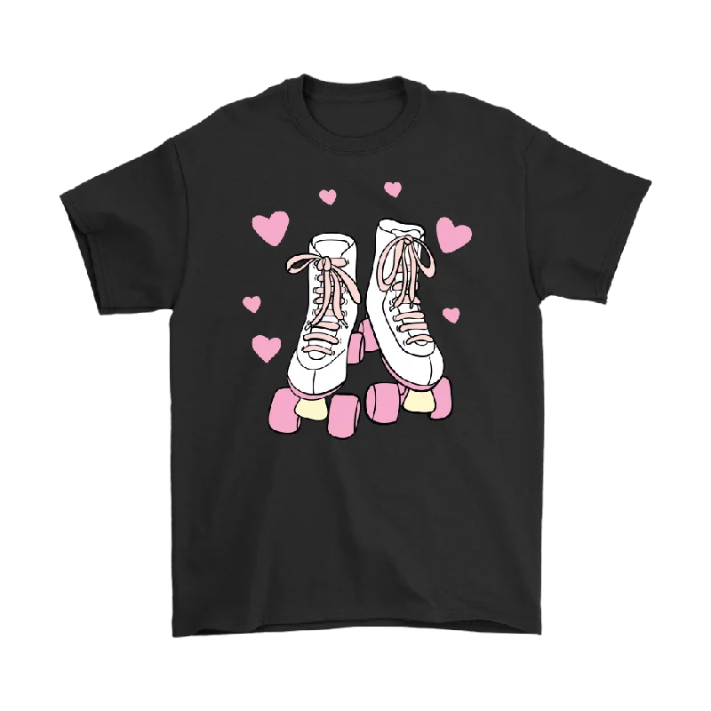 oversized black T-shirts -Retro White and Pink ROLLER SKATES Unisex T-Shirt