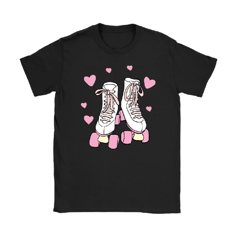 holiday grey T-shirts -Retro White and Pink ROLLER SKATES Women's T-Shirt