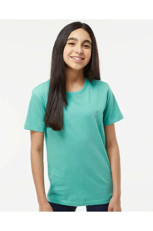 floral maroon T-shirts -SoftShirts Youth Organic Short Sleeve Crewneck T-Shirt - Seafoam Green