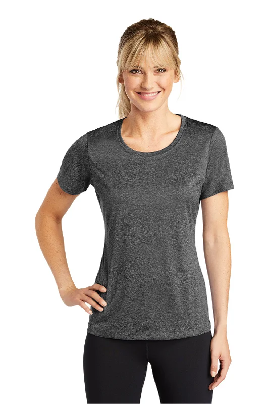 plain brown T-shirts -Sport-Tek Womens Contender Heather Moisture Wicking Short Sleeve Crewneck T-Shirt - Heather Graphite Grey