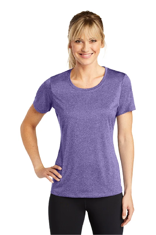 athletic pink T-shirts -Sport-Tek Womens Contender Heather Moisture Wicking Short Sleeve Crewneck T-Shirt - Heather Purple