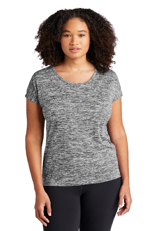 travel grey T-shirts -Sport-Tek Womens Electric Heather Moisture Wicking Short Sleeve Crewneck T-Shirt - Black Electric