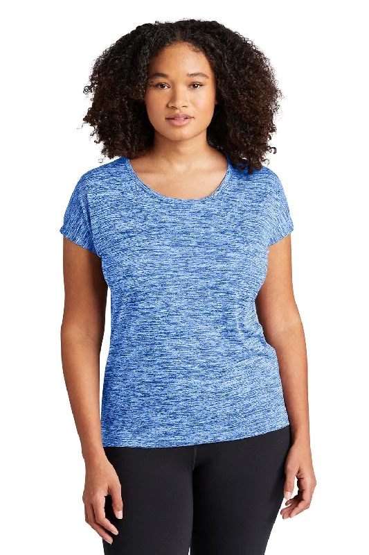 retro indigo T-shirts -Sport-Tek Womens Electric Heather Moisture Wicking Short Sleeve Crewneck T-Shirt - True Royal Blue Electric