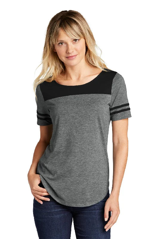 winter beige T-shirts -Sport-Tek Womens Fan Moisture Wicking Short Sleeve Crewneck T-Shirt - Heather Dark Grey/Black