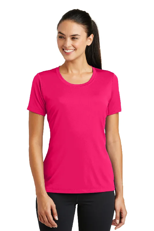 men’s orange T-shirts -Sport-Tek Womens Tough Moisture Wicking Short Sleeve Crewneck T-Shirt - Raspberry Pink - Closeout