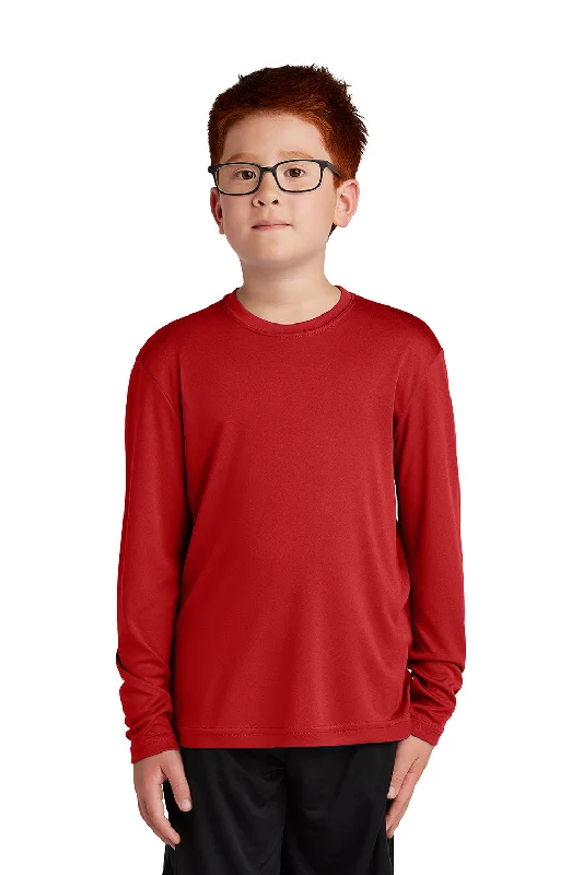 graphic maroon T-shirts -Sport-Tek Youth Competitor Moisture Wicking Long Sleeve Crewneck T-Shirt - Deep Red