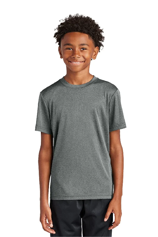 camouflage orange T-shirts -Sport-Tek Youth Competitor Moisture Wicking Short Sleeve Crewneck T-Shirt - Heather Iron Grey