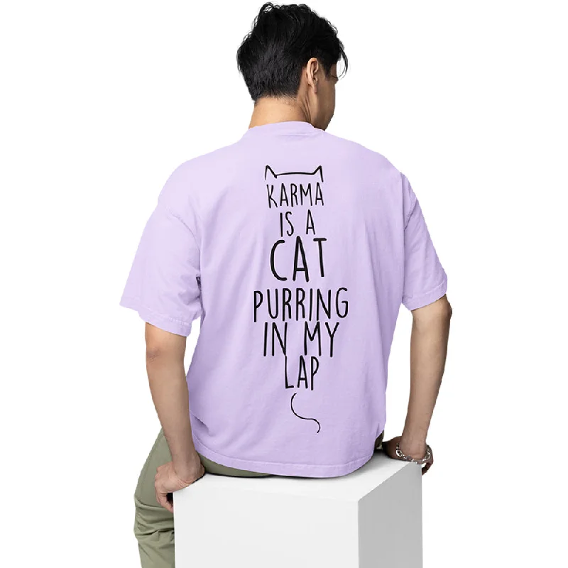 soft pink T-shirts -Taylor Swift Oversized T shirt - Karma Is A Cat